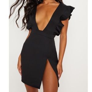 Black Deep V Cut Dress